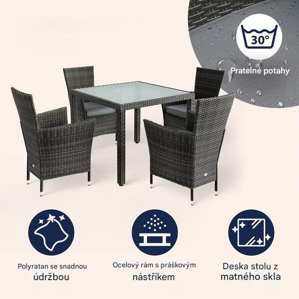 Deuba Zahradní ratanová sestava Berlin 1+4 - šedá/antracit