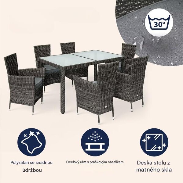 Deuba Zahradní ratanová sestava Berlin 1+6 - šedá/antracit