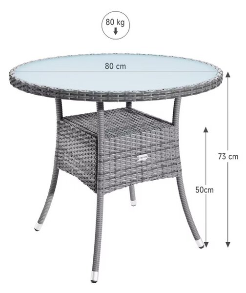 Deuba Ratanový stůl Ø80 cm - šedý