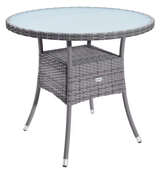 Deuba Ratanový stůl Ø80 cm - šedý