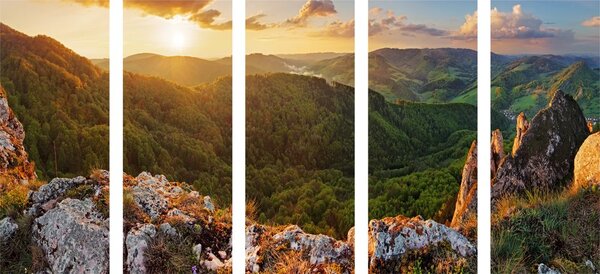 5-dílný obraz Vršatské bradla na Slovensku