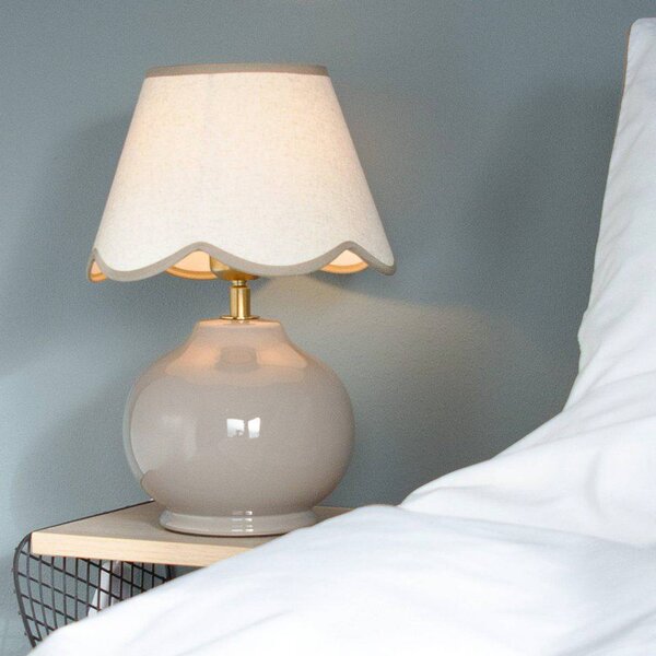 PR Home stolní lampa Nell, nugátová, keramika, výška 34 cm, E27, Hnědá / rez, Obývací pokoj / jídelna, Keramika, Venkovský / rustikální