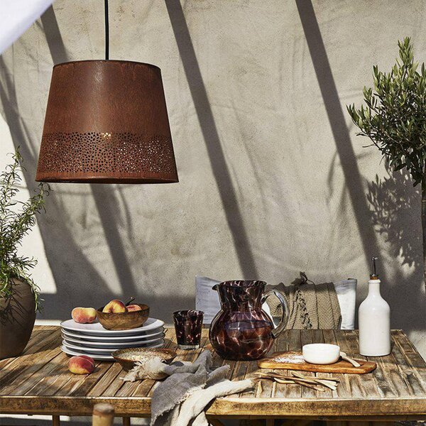 PR Home závěsné světlo Corta, barva rez, zástrčka, Ø 38 cm, E27, Hnědá / rez, Obývací pokoj / jídelna, kov, Industriální design