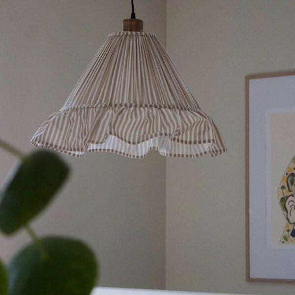 PR Home závěsné světlo Estrid, béžová, látka, Ø 40 cm, E27, stmívatelný, Krémová / jantar, Obývací pokoj / jídelna, Textil / tkanina / hedvábí, Venkovský / rustikální