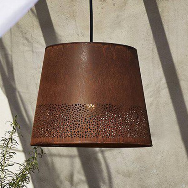 PR Home závěsné světlo Corta, barva rez, zástrčka, Ø 38 cm, E27, Hnědá / rez, Obývací pokoj / jídelna, kov, Industriální design