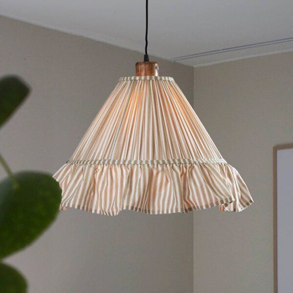PR Home závěsné světlo Estrid, béžová, látka, Ø 40 cm, E27, stmívatelný, Krémová / jantar, Obývací pokoj / jídelna, Textil / tkanina / hedvábí, Venkovský / rustikální