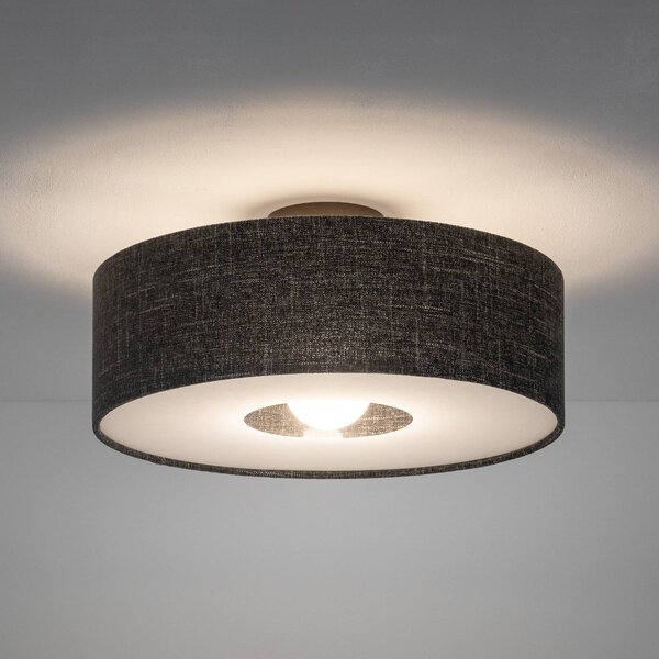 Nowodvorski Lighting Stropní světlo Amarela M, černá melírovaná, textil, E27, stmívatelný, Černá, Obývací pokoj / jídelna, Textil / tkanina / hedvábí, Moderní