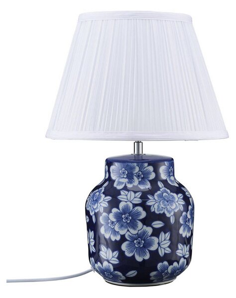 PR Home stolní lampa Fanny, modrá/bílá, keramika, 47 cm, E27, Modrá, Obývací pokoj / jídelna, Keramika, Moderní
