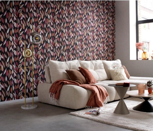 Vliesové tapety na zeď Gentle 10431-06, rozměr 10,05 m x 0,53 m, popínavé listy na tmavém podkladu, Erismann