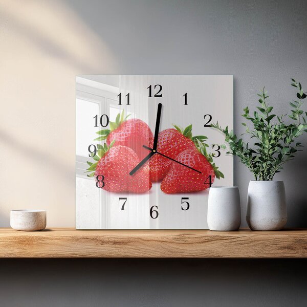 Skleněné hodiny na stěnu Jahody zskc-30x30-00058883