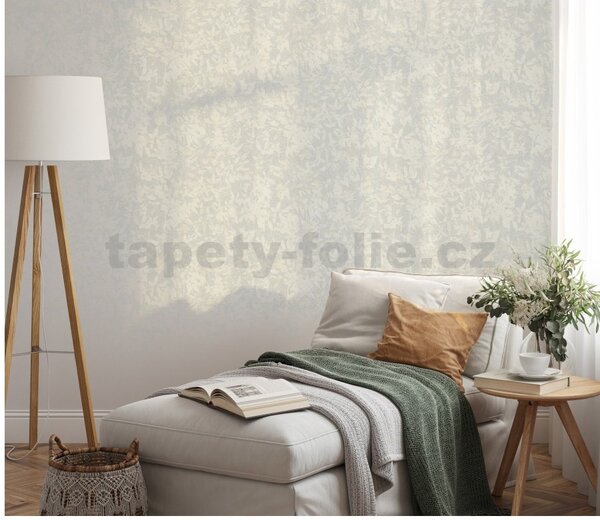 Vliesové tapety na zeď Gentle 10435-10, rozměr 10,05 m x 0,53 m, listy krémové na šedém podkladu, Erismann