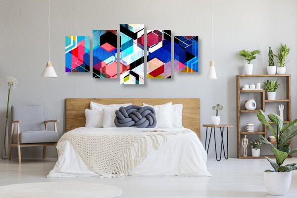 5-dílný obraz abstraktní geometrie