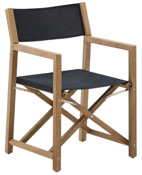 Kave Home Dřevěná zahradní skládací židle Vilara s černým sedákem