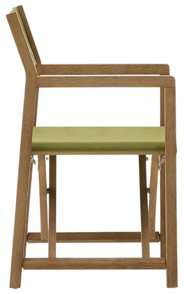 Kave Home Dřevěná zahradní skládací židle Vilara se zeleným sedákem
