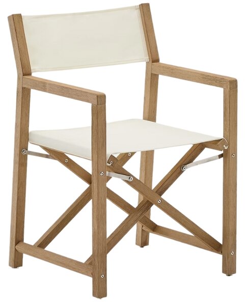 Kave Home Dřevěná zahradní skládací židle Vilara s bílým sedákem