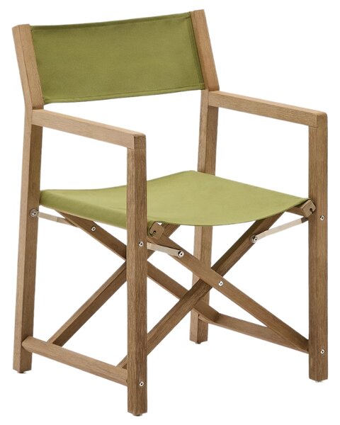 Kave Home Dřevěná zahradní skládací židle Vilara se zeleným sedákem