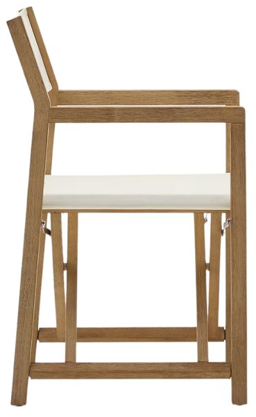 Kave Home Dřevěná zahradní skládací židle Vilara s bílým sedákem