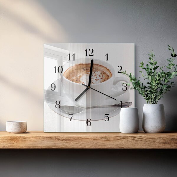 Skleněné hodiny na stěnu Káva zskc-30x30-00058967