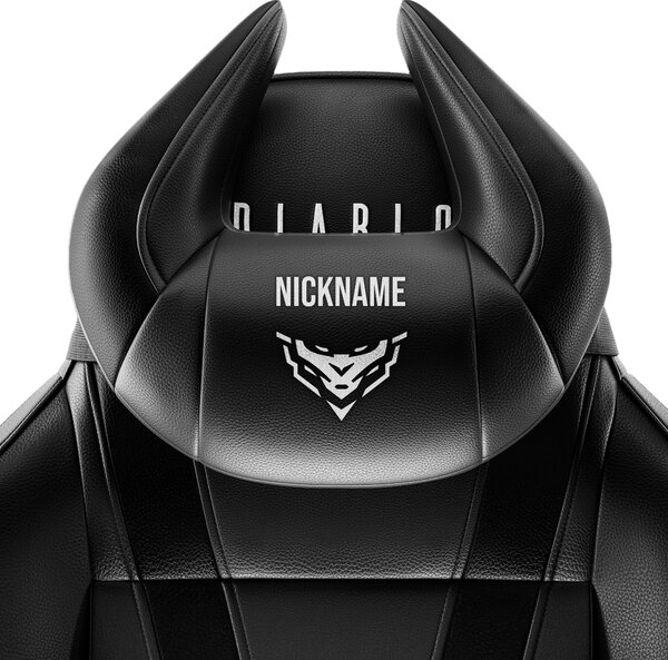 Záhlavní polštářek Diablochairs X-Horn s Vaší výšivkou černý