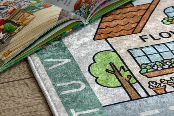 Dětský koberec protiskluzový BAMBINO 61430 šedý / růžový