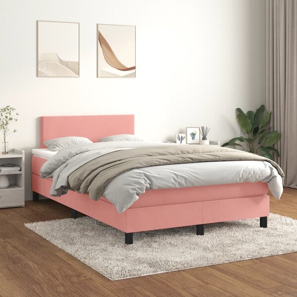 Box spring postel s matrací růžová 120 x 200 cm samet 3141178