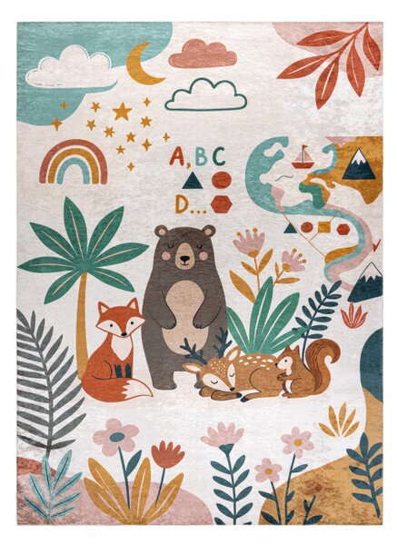 Dětský koberec protiskluzový BAMBINO 61410 krémový / zelený