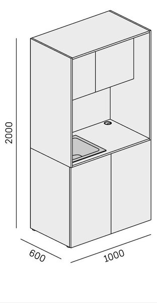 Kuchyňka NIKA se dřezem a baterií 1000 x 600 x 2000 mm, dub přírodní, levé