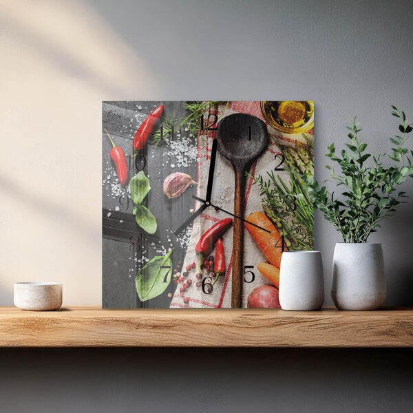 Skleněné hodiny na stěnu Koření zskc-30x30-00059063