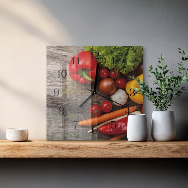 Skleněné hodiny na stěnu Zelenina zskc-30x30-00059057