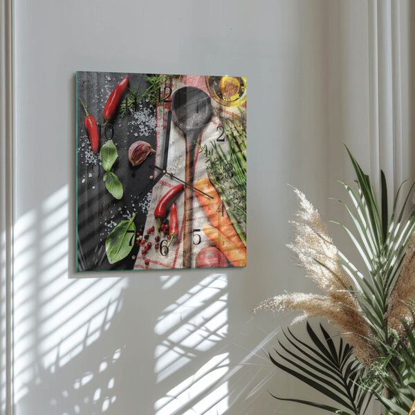 Skleněné hodiny na stěnu Koření zskc-30x30-00059063