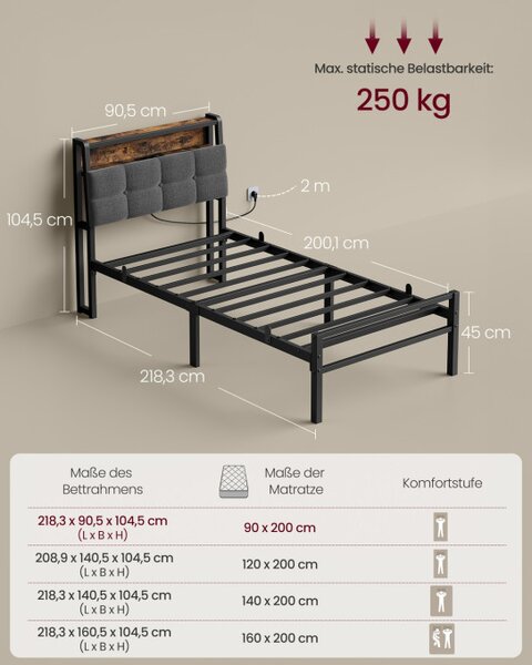Kovová postel 90 cm RMB122G101