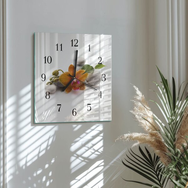 Skleněné hodiny na stěnu Orchidej zskc-30x30-00059081
