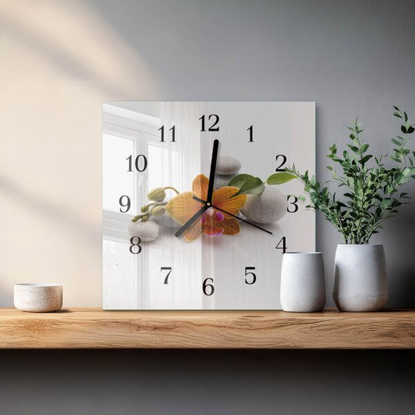 Skleněné hodiny na stěnu Orchidej zskc-30x30-00059081