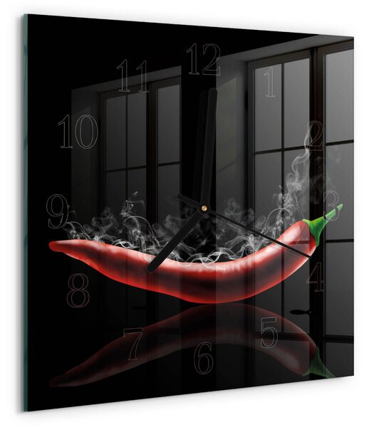 Skleněné hodiny na stěnu Chilli papričky zskc-30x30-00059099