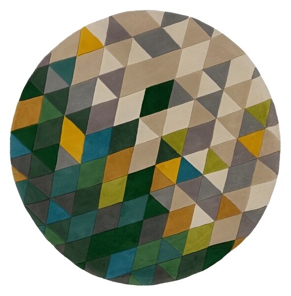 Flair Rugs, Ručně všívaný kusový koberec Illusion Prism Green/Multi kruh, 160x160 (průměr) kruh, vícebarevná, ložnice
