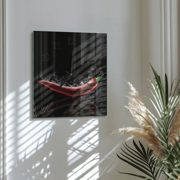 Skleněné hodiny na stěnu Chilli papričky zskc-30x30-00059099