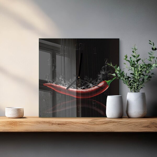 Skleněné hodiny na stěnu Chilli papričky zskc-30x30-00059099