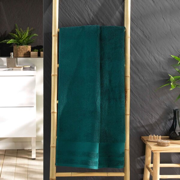 Tmavě zelená froté bavlněná osuška 70x130 cm Tendresse – douceur d'intérieur
