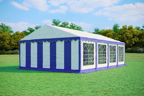 Párty stan 5x8 m PREMIUM - ohnivzdorný barva Modro-bílá