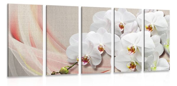 5-dílný obraz bílá orchidej na plátně