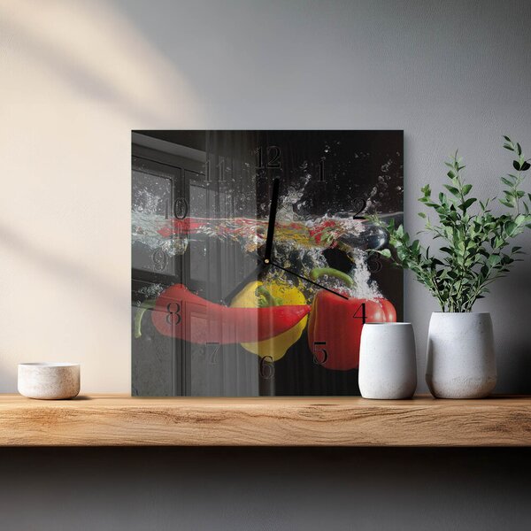 Skleněné hodiny na stěnu Pepř zskc-30x30-00059237