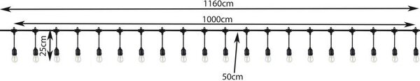 ShopJK SVĚTELNÝ DEKORAČNÍ ŘETĚZ - 10M - 24V - IP44 - 15618