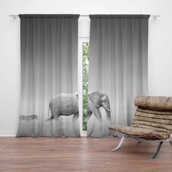 Sablio Závěs Slon a zebra: 2ks 140x250cm