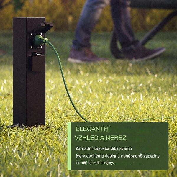 Deuba Zahradní sloupek 4x zásuvka - černý