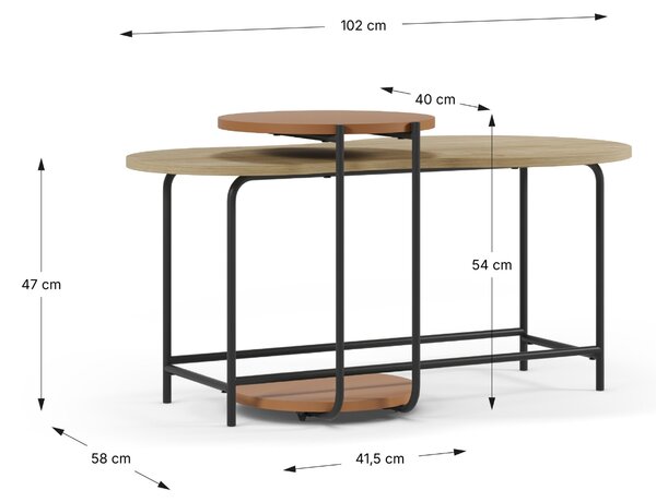 Marckeric Červený set dvou lakovaných konferenčních stolků Rosie 102x58 / 40 cm