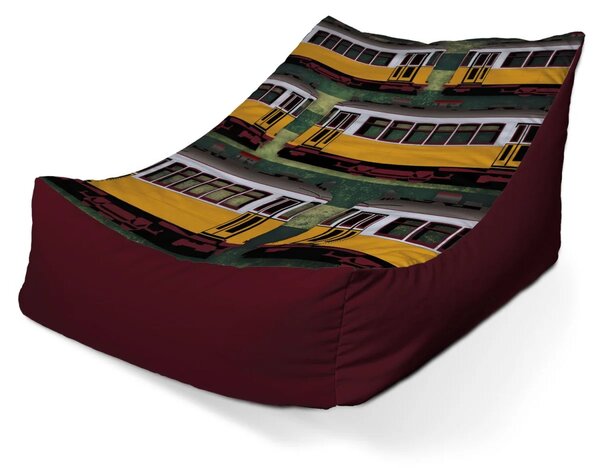 Sablio Sedací vak Lounge Lisabonské historické tramvaje Zelený Pattern - 80 x 95 x 50 cm