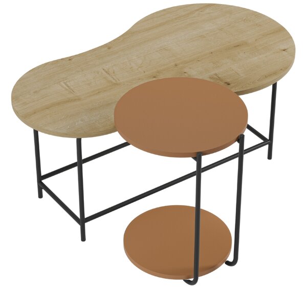 Marckeric Červený set dvou lakovaných konferenčních stolků Rosie 102x58 / 40 cm