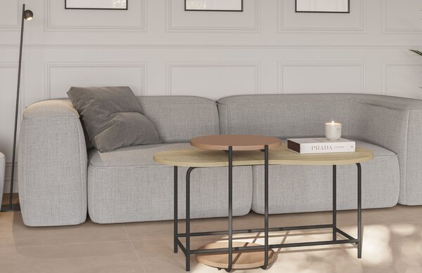 Marckeric Červený set dvou lakovaných konferenčních stolků Rosie 102x58 / 40 cm