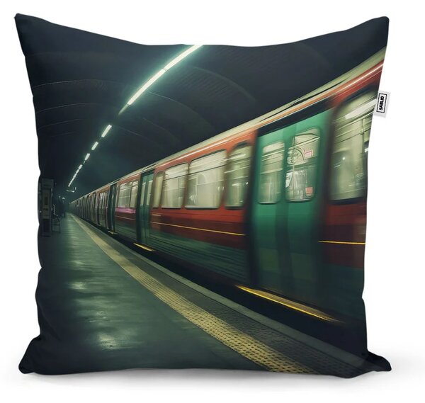 Sablio Polštář Metro v tmavé stanici - 40x40 cm