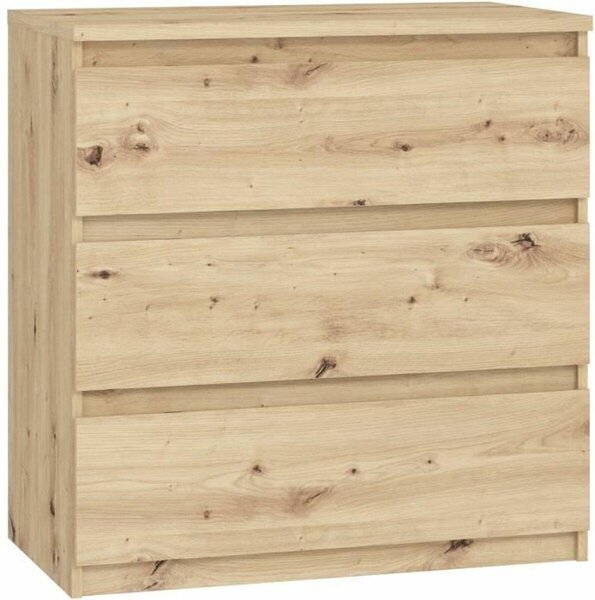 Komoda CHELSEA 3 zásuvky - 77,2 x 42 x 79,9 cm - dub artisan